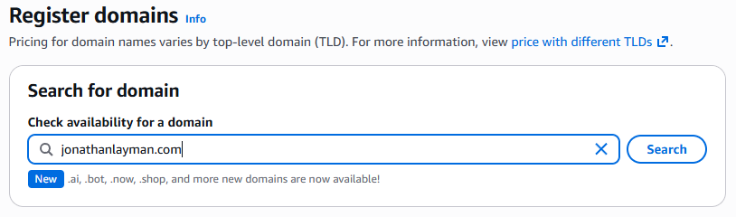 Search for a Domain in Route 53
