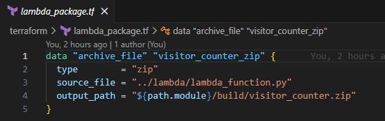 Terraform automatically packaging the Lambda function before deployment.