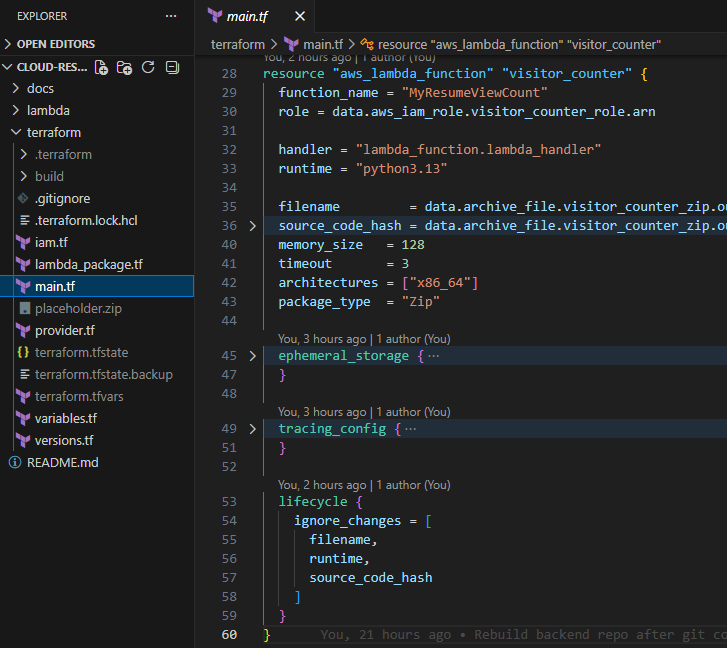 Using lifecycle rules to prevent Terraform from redeploying production code during migration.